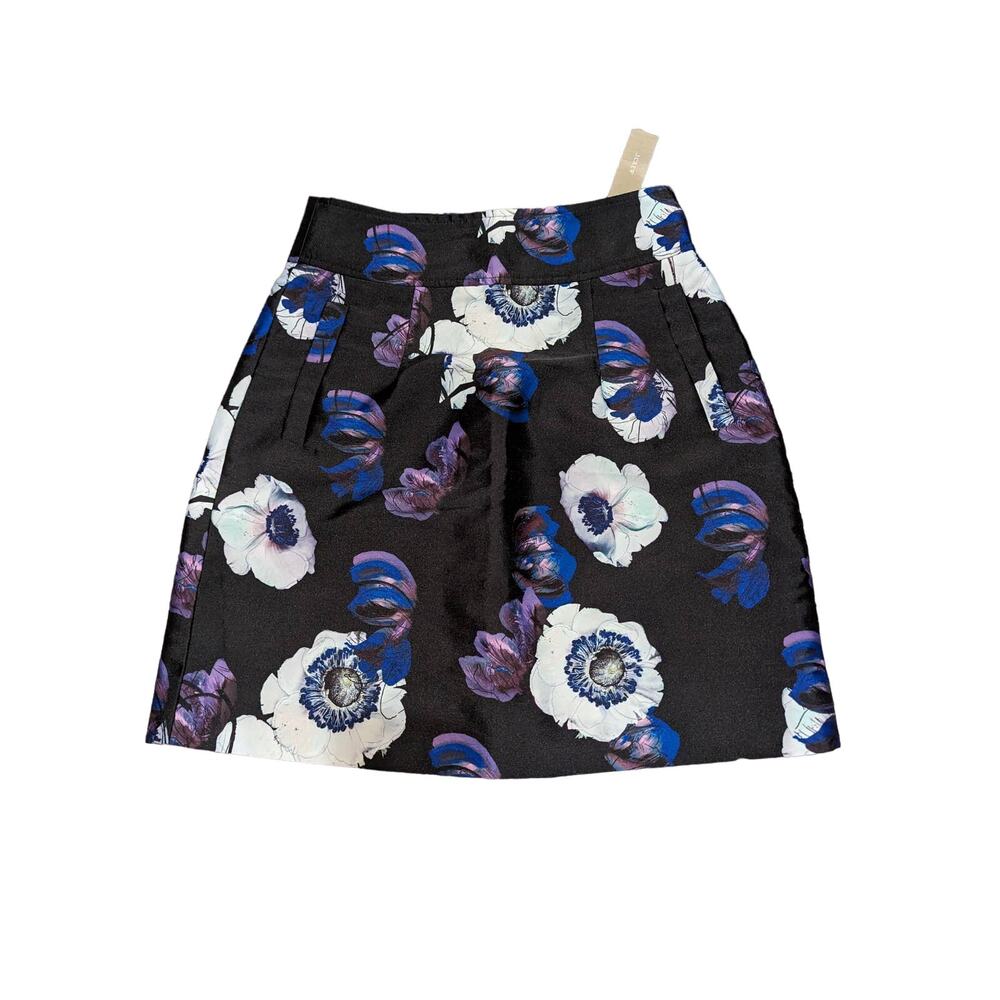 NWT J Crew A Line Purple Floral A-Line Skirt Size 00